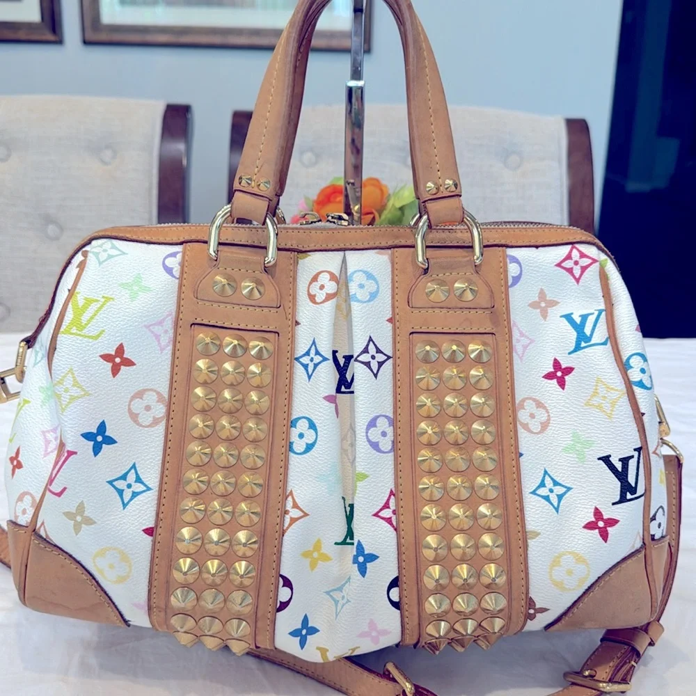 Authentic Louis Vuitton White Multicolor Courtney MM bag